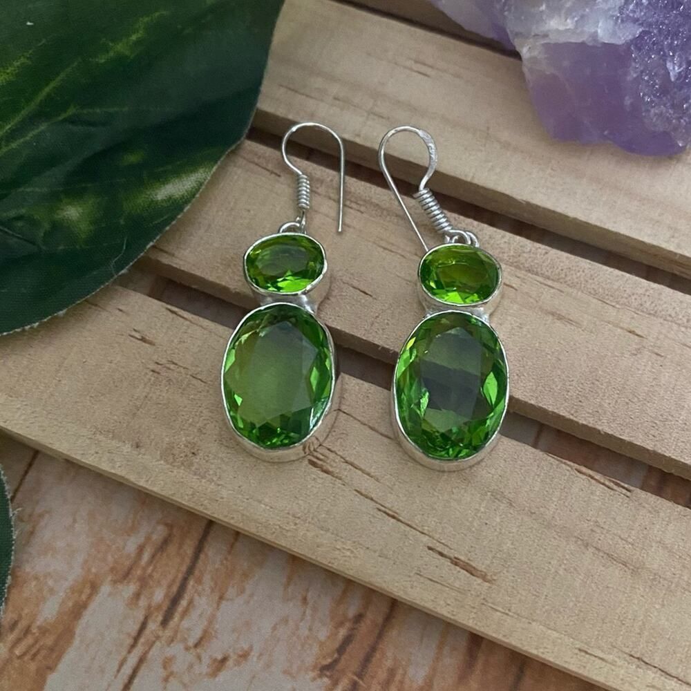 Peridot Tourmaline Sterling Silver Earrings